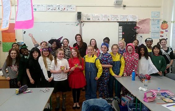 Ms O’Leary and the 5th Class students